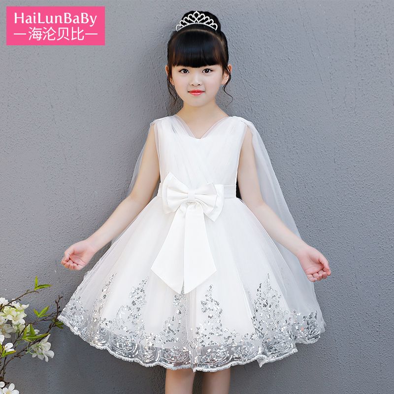 Girl Princess Dress Dress Cape elegant little fairy show dress skirt Sequin dress pompous foreign style wedding dress