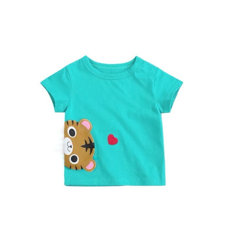 Children's summer new short sleeve suit animal print children's clothing for boys and girls aged 1-4