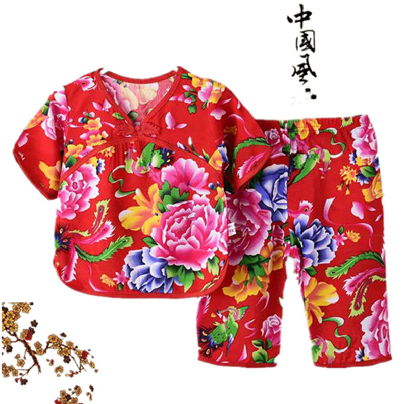 夏季薄款女童睡衣2021新款棉稠家居服套装女孩短袖两件套中国风