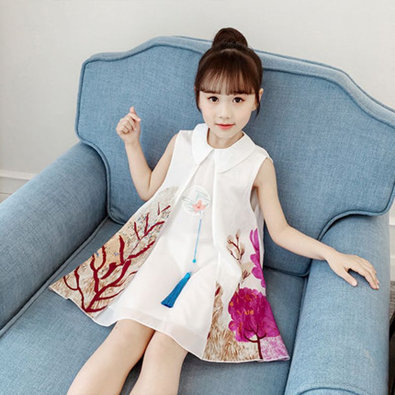漢服女童夏裝連衣裙2023新款國民風旗袍兒童小女孩超洋氣公主裙子