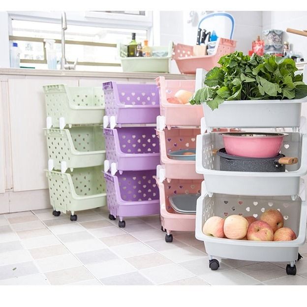 Kitchen shelf floor shelf fruit and vegetable basket storage basket toilet storage basket toys and sundries basket