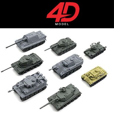 新品4D坦克拼装模型1:144豹式猎虎主战坦克拇指坦克军事模型玩具