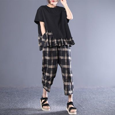 格子套装女夏夏装