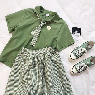 格子套装女夏夏装