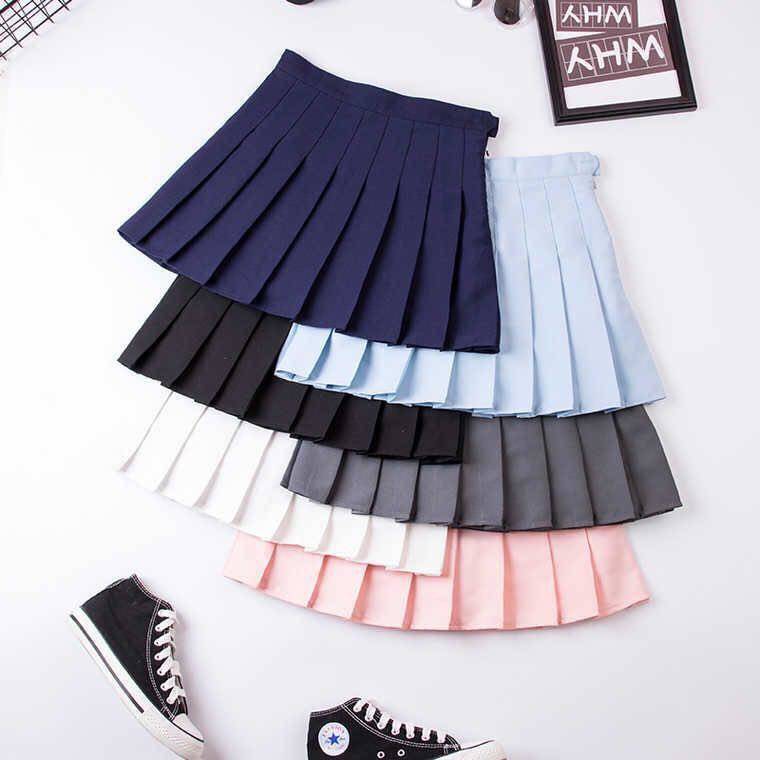 2020 new college style short skirt women's Korean A-line skirt spring and summer half skirt plaid skirt high waist thin pleated skirt