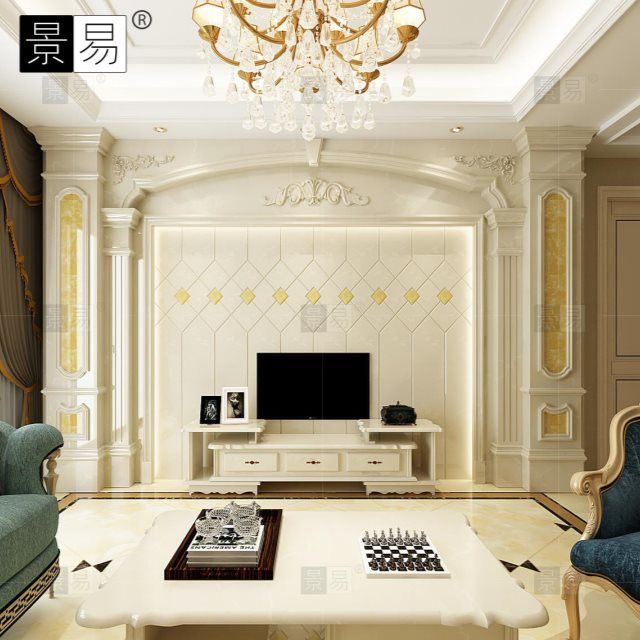 电视背景墙瓷砖大理石客厅微晶石欧式罗马柱石材护墙板边框装饰画