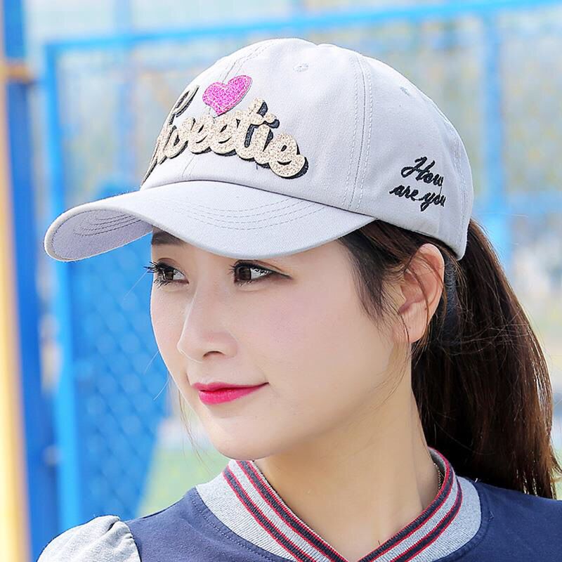 帽子女韩版夏天女士棒球帽弯檐遮阳鸭舌帽户外运动防晒刺绣字母帽