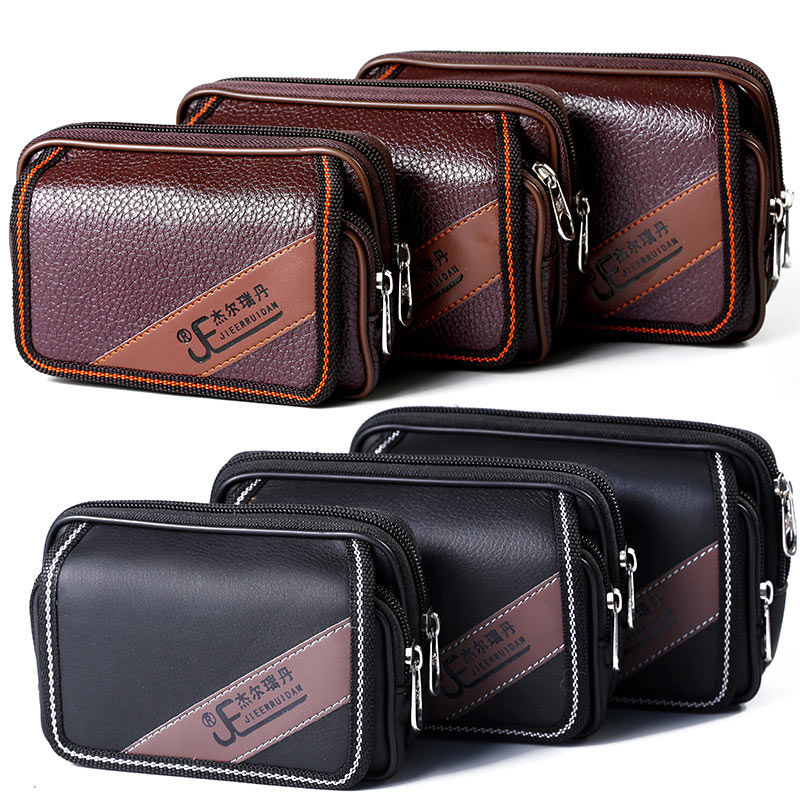 Men's mobile phone bag belt waist bag 6-7 "5.5 multi function canvas horizontal waterproof universal waist leather cover