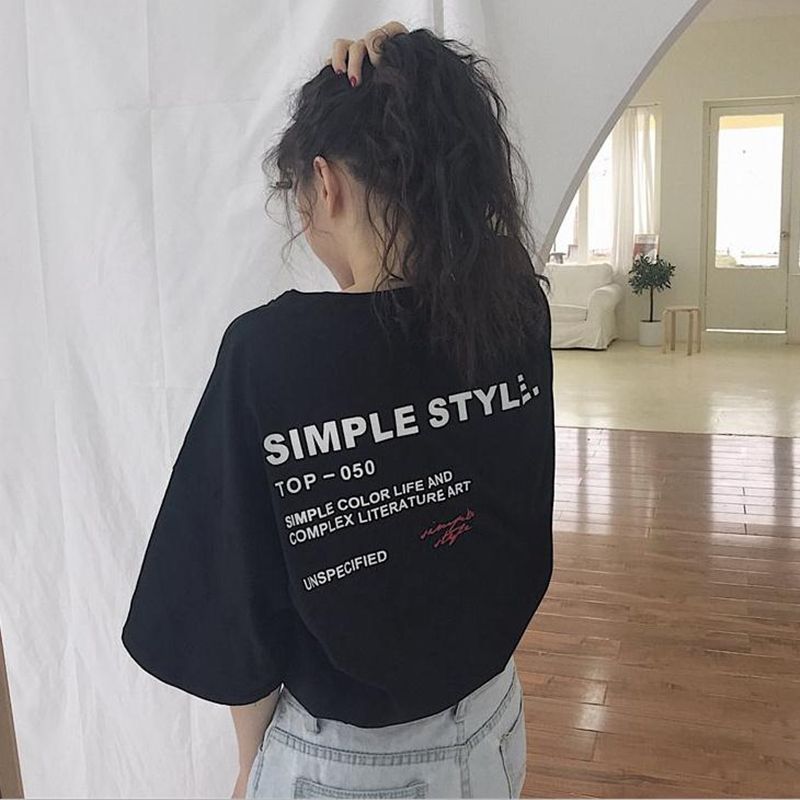 Summer Korean fashion student short sleeve T-shirt girl yuansuo BF style boudoir social clothes loose ins half sleeve top
