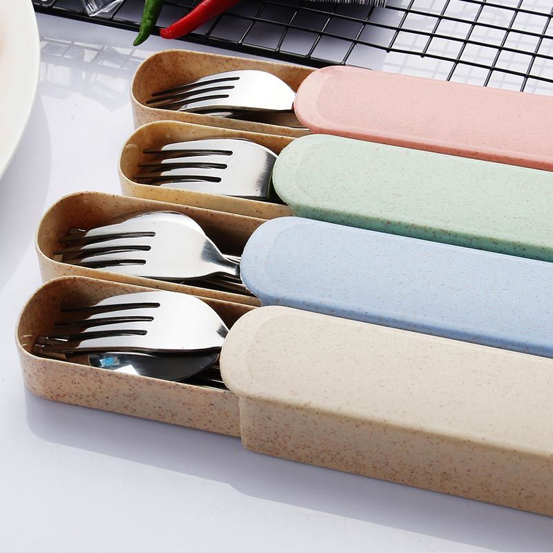 韩式不锈钢餐具可爱便携式餐具套装学生旅行创意筷子勺子三件套装