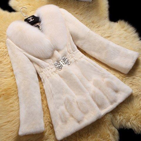 Autumn and winter women's fur imitation medium length fox fur collar Rex Rabbit Fur imitation mink Korean slim fur coat