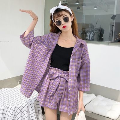 格子套装女夏夏装
