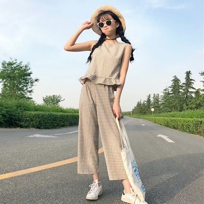 格子套装女夏夏装