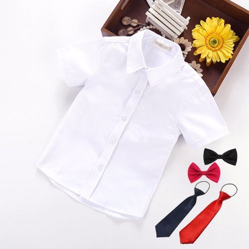 Children's summer wear boys' short sleeve white shirt pure cotton girl's white shirt long sleeve student's school uniform white shirt