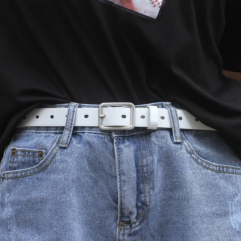 Square buckle belt female simple all-match Korean ins Korean version black retro jeans belt female student tide