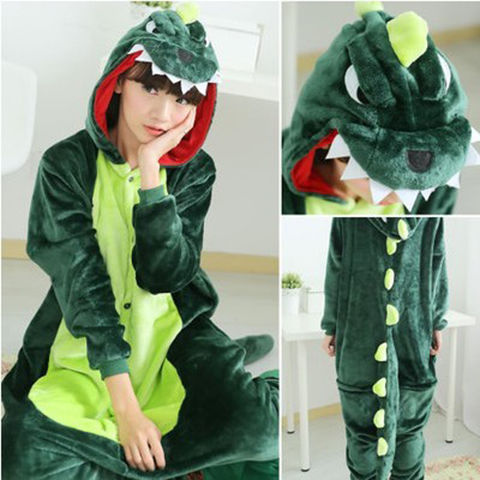 Flannel autumn and winter cartoon lovers lovely pajamas female animals one piece household clothes male students anime dinosaur Costume