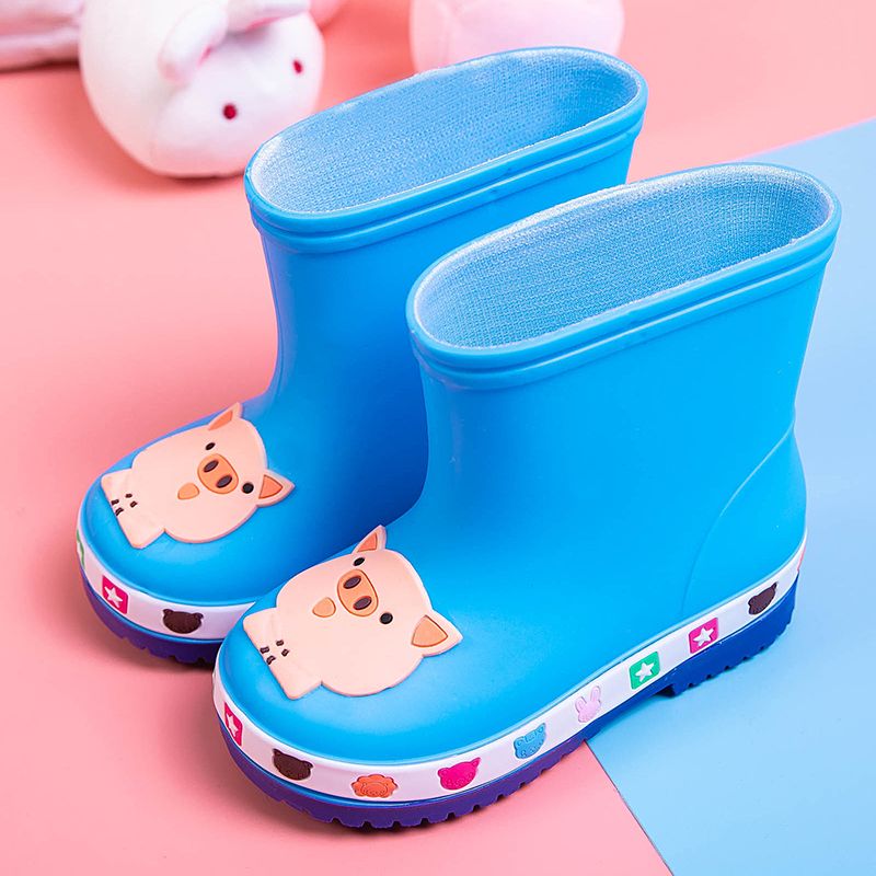 Children's rain shoes jelly Plush warm rain boots antiskid children's cartoon cute pig glue shoes