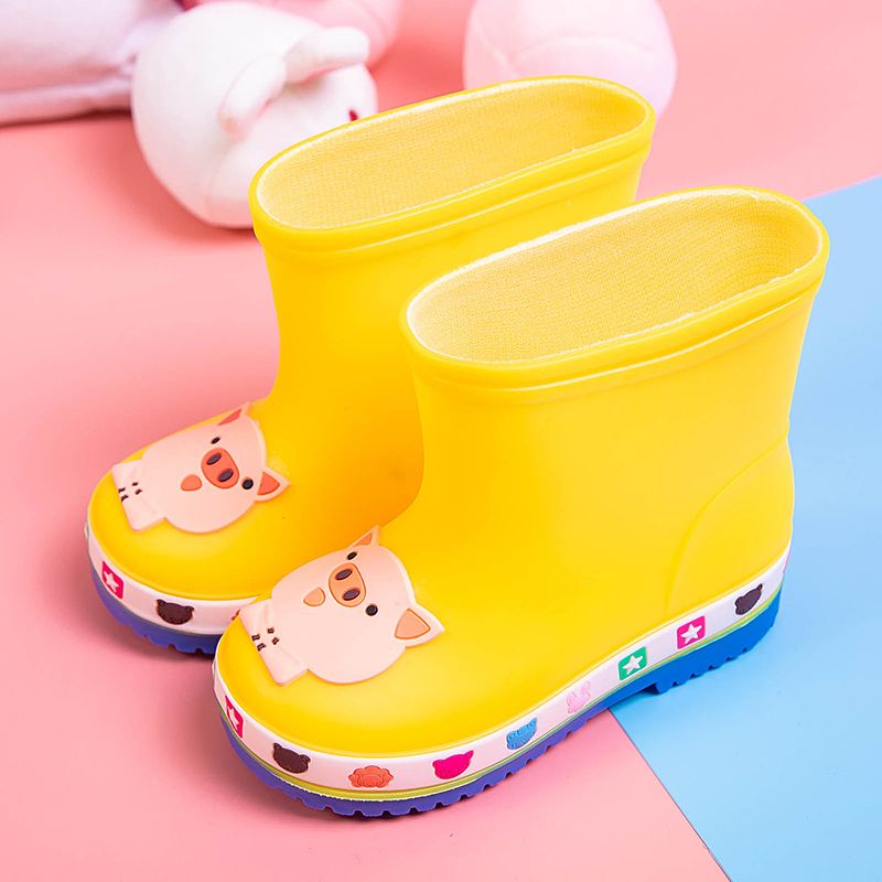 Children's rain shoes jelly Plush warm rain boots antiskid children's cartoon cute pig glue shoes