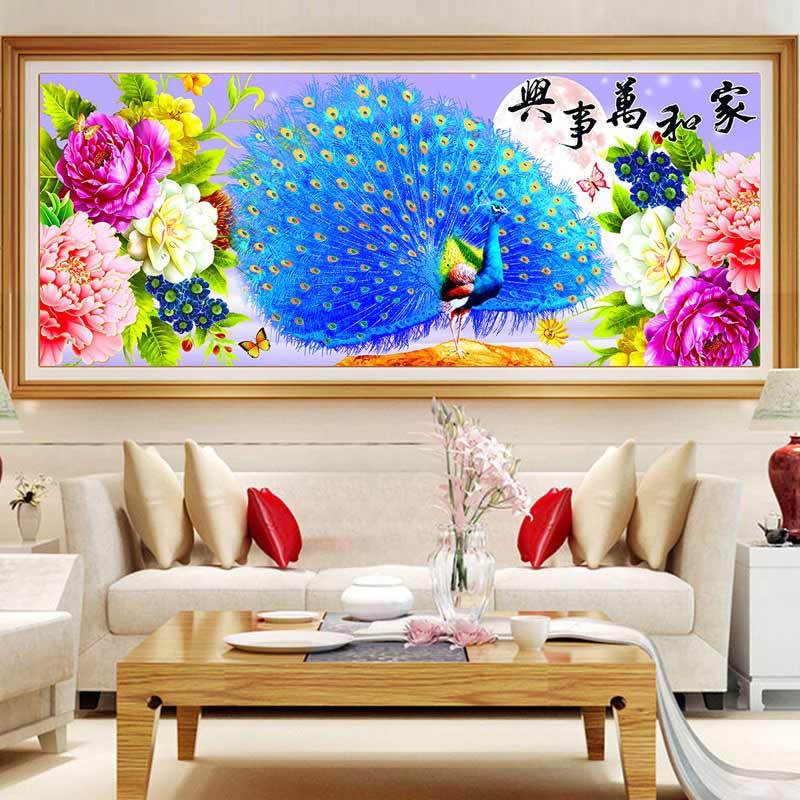 点钻十字绣招财进宝5d钻石画孔雀牡丹新款客厅摇钱树异形钻砖石绣