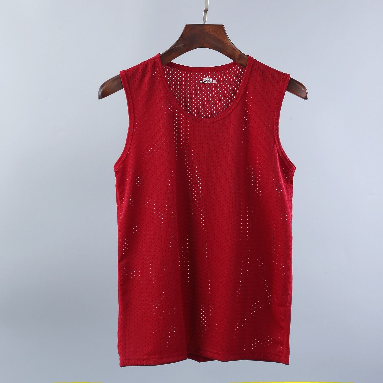 [1 / 2pk] mesh vest for men's sports air permeability hollow out quick dry ice silk summer sleeveless T-shirt wide shoulder thin