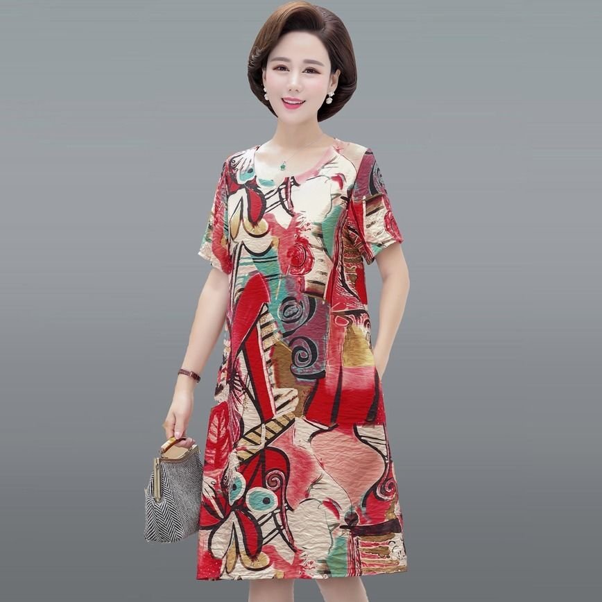 Middle aged and elderly mother's dress 2020 new women's summer dress