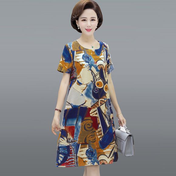 Middle aged and elderly mother's dress 2020 new women's summer dress