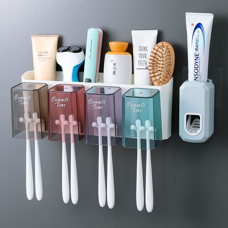 Toilet wall suction toothbrush rack wall mounted washing rack toothbrush barrel toothbrush cup toothbrush shelf set storage rack