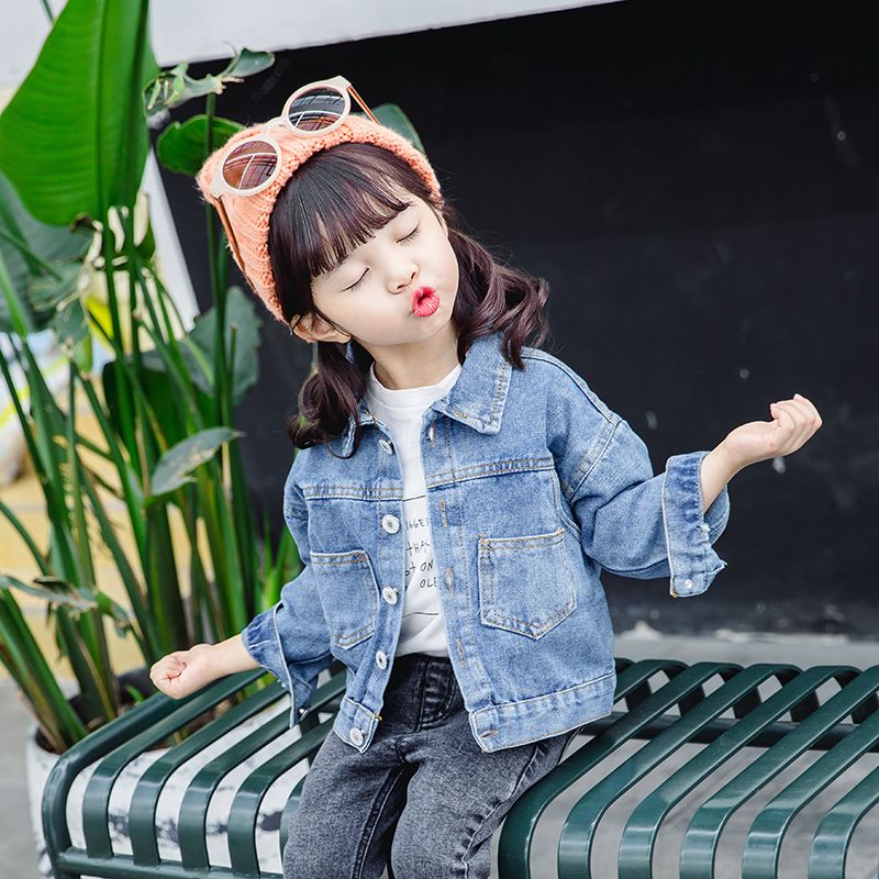 Children's Denim Jacket Boys and girls spring and autumn 2020 new baby foreign style casual top Korean cardigan jacket