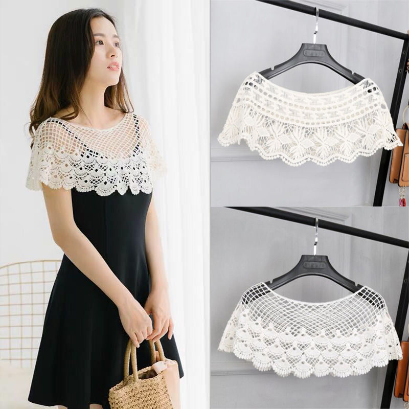 New Korean Dress Lace Shawl versatile hollowed out blouse women's summer small coat small shoulder sleeveless shirt