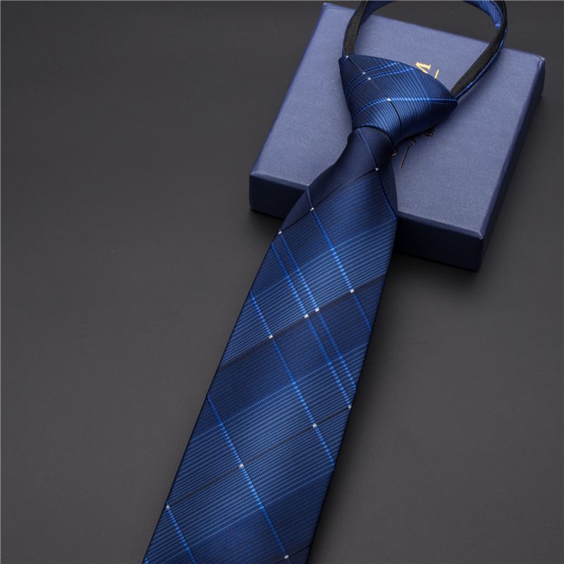 Men's business suit ZIPPER TIE bridegroom's wedding blue stripe Korean black lazy tie