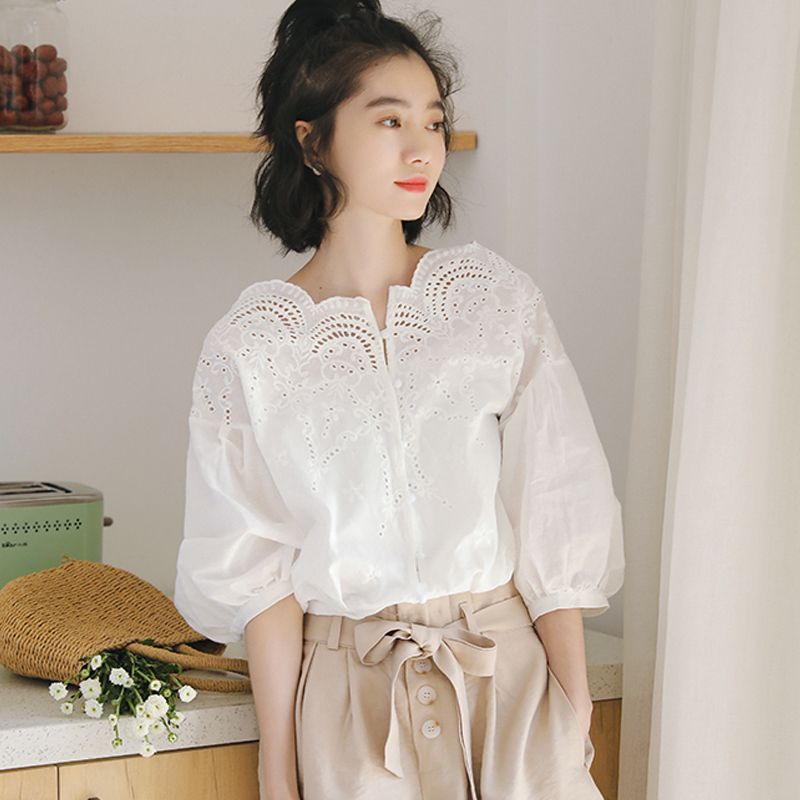 korean style white blouse