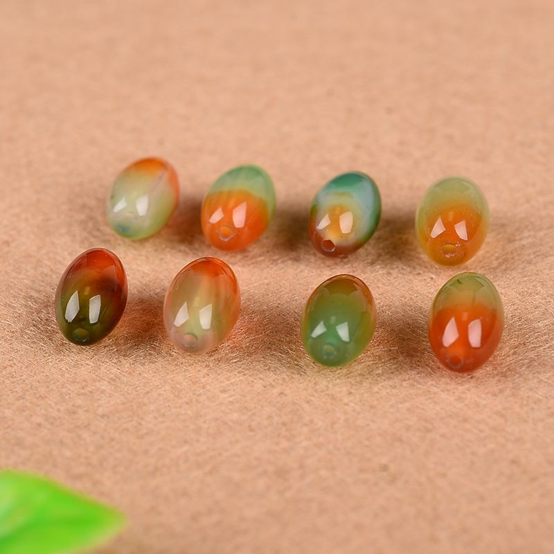 Natural Peacock Agate Rice Beads Loose Beads Bracelet Necklace DIY Crystal Passepartout Bead Material Accessories Accessories