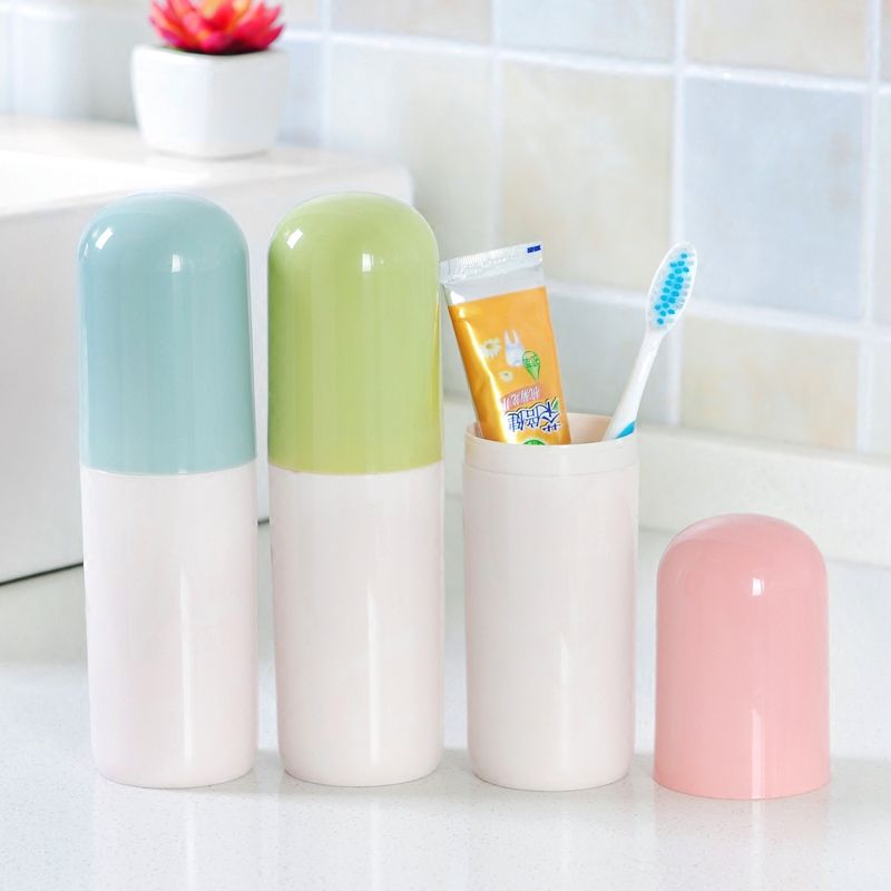 旅行带盖牙刷盒刷牙洗漱牙具盒便携式牙刷筒牙膏牙刷收纳盒漱口杯