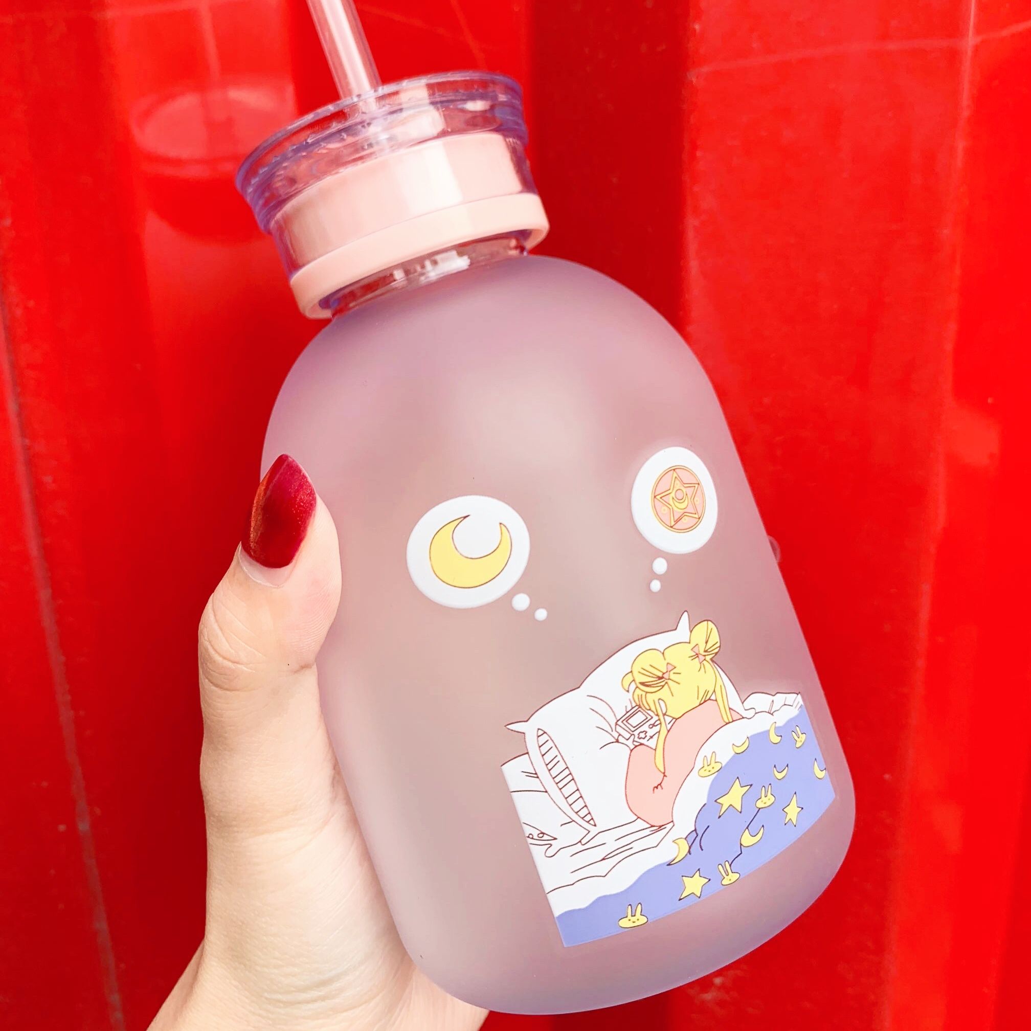 網紅塑料杯子帶吸管水杯女學生韓版少女心可愛便攜創意茶杯500ml