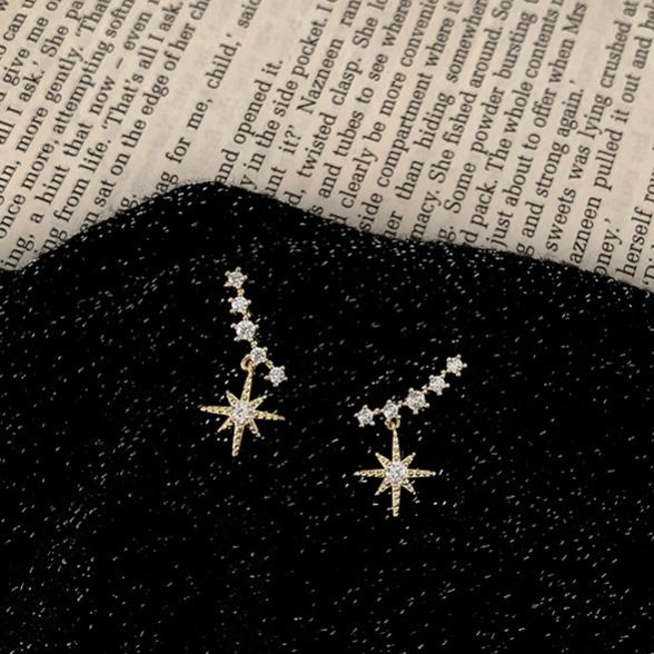 925 silver needle twinkle star light ins personality versatile Star Pendant Earrings female Korean exquisite temperament smile Earrings