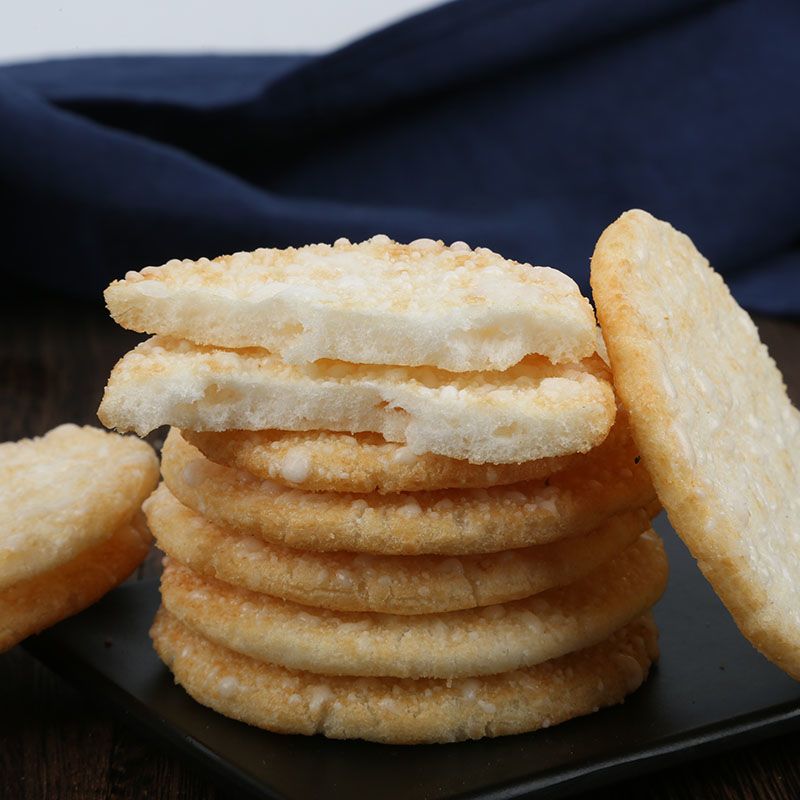 整箱3斤旺旺黑皮雪米饼仙米饼500gx3包散装仙贝香甜饼干早餐零食