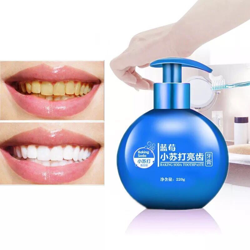 Baking soda toothpaste 220g / bottle food grade whitening press type toothpaste to remove yellow, bad breath and fresh breath
