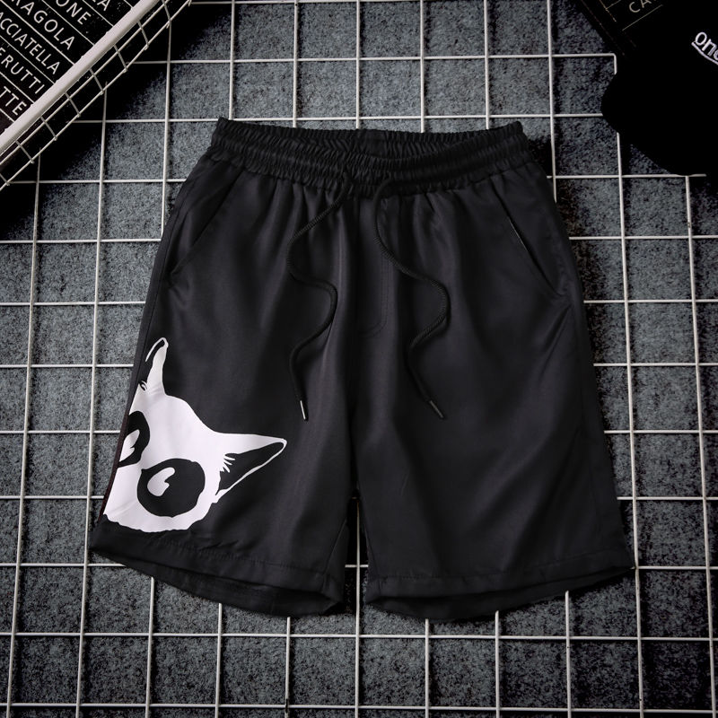 Black and White Cats Mens Casual Shorts Pants