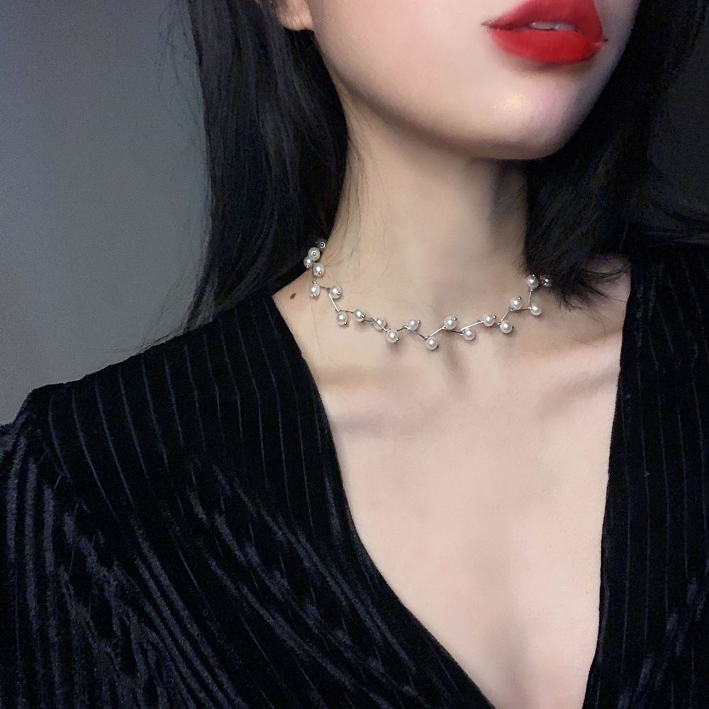 Pearl necklace Japanese and Korean neckband simple fairy tree branch pearl clavicle chain short necklace choker necklace necklace