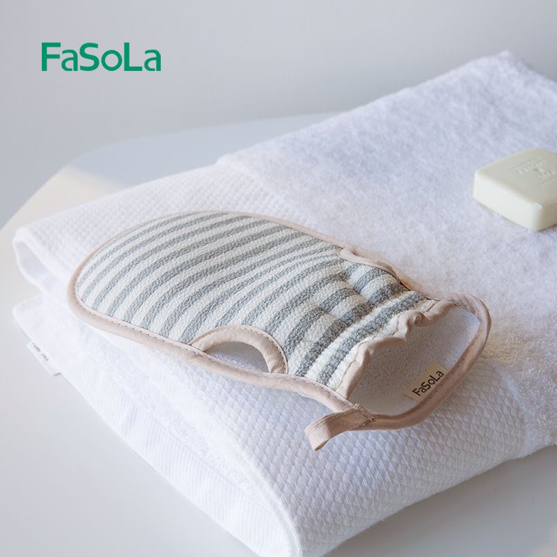 FaSoLa 搓澡巾强力搓泥手套女士双面拉背条洗澡后背家用成人男