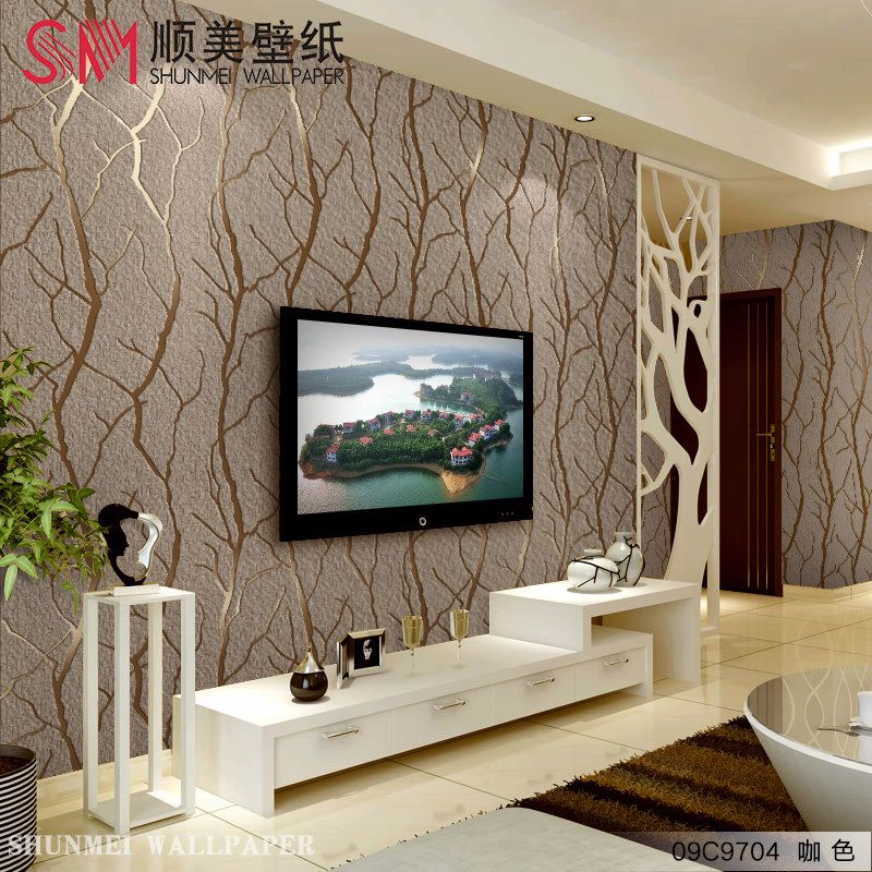 现代简约3d立体电视背景墙纸客厅卧室影视墙无纺布鹿皮绒工艺壁纸