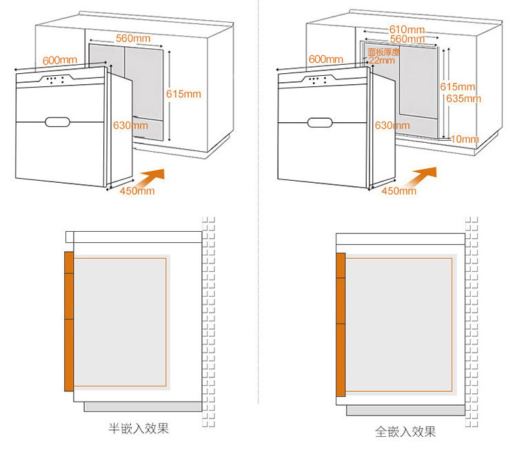【容.声消毒柜】二星级三层嵌入式镶嵌大容量厨房家用小型高温