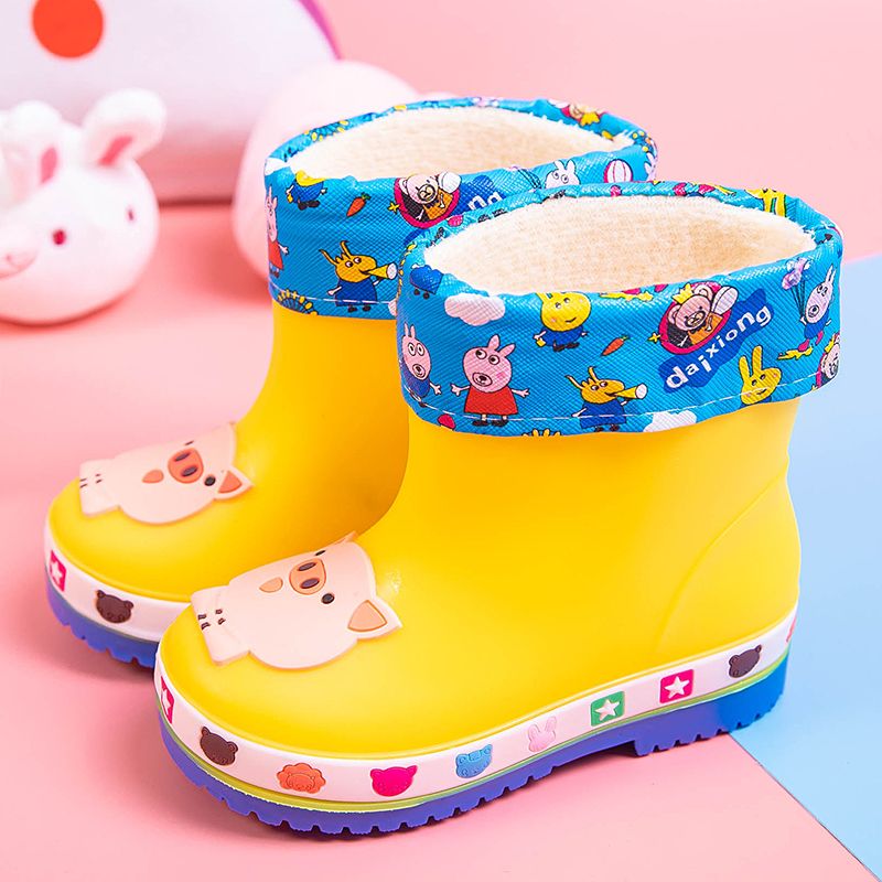 1-10岁保暖儿童雨鞋卡通防水中童雨靴小童宝宝幼儿防滑果冻胶水鞋
