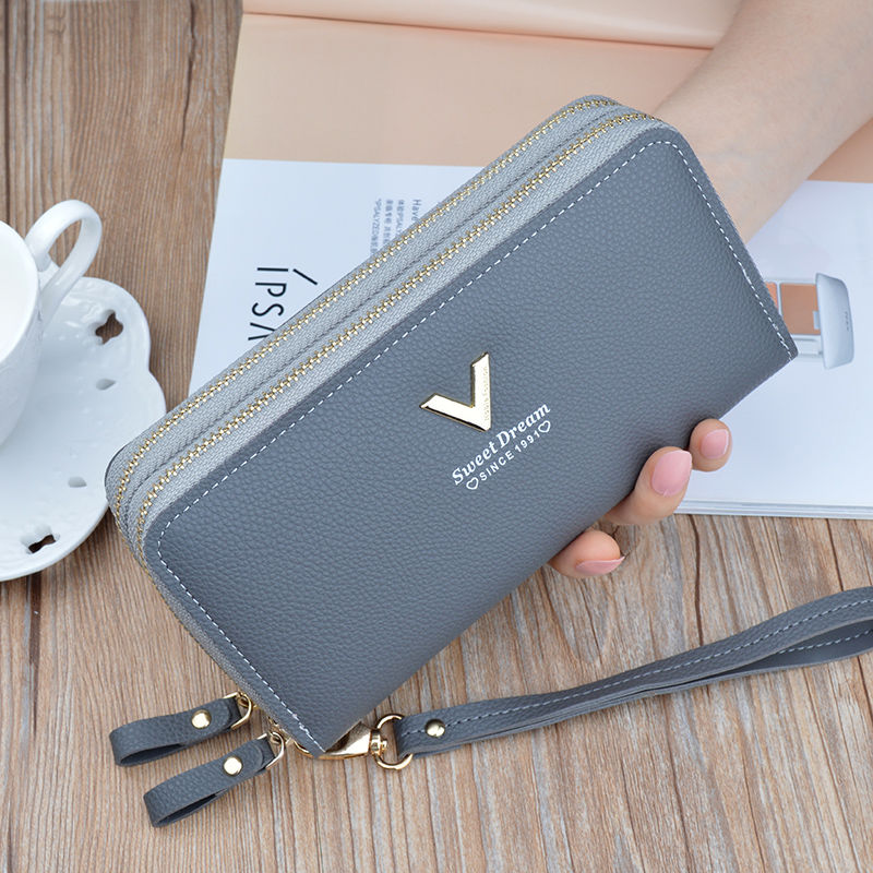 New Ladies Double Zipper Wallet Women's Long Section Mother's Wallet Large Capacity Clutch Double Layer Multi-Card Mobile Phone Bag