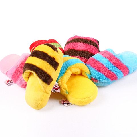Plush slippers, making sounds, rainbow colorful slippers, dog plush teeth grinding, bite resistant toys, Teddy pet dog toys