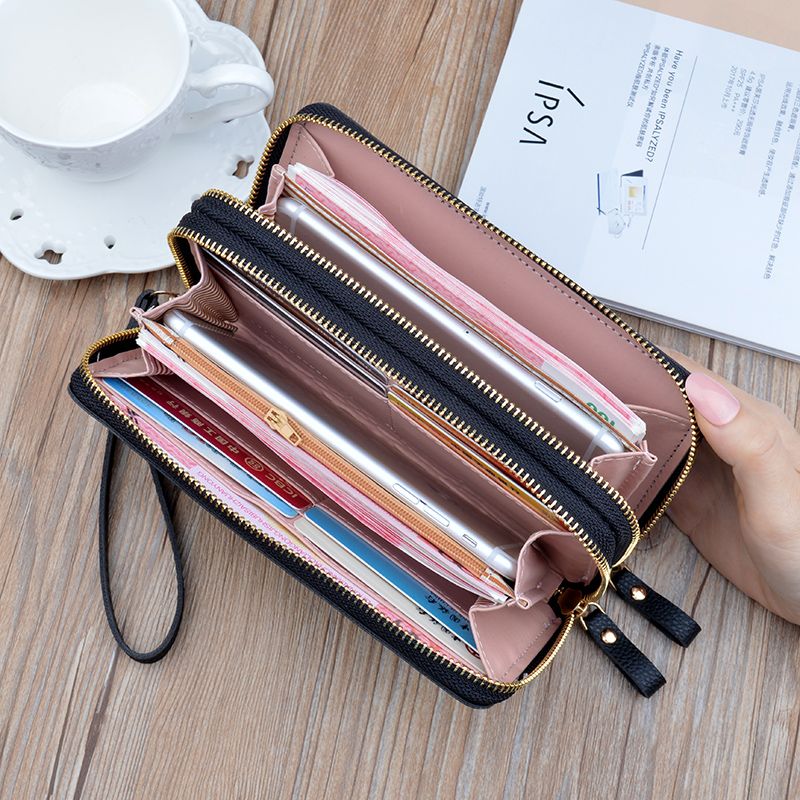 2022 women's double zipper wallet women's long section large-capacity clutch bag double-layer mother wallet multi-card mobile phone bag