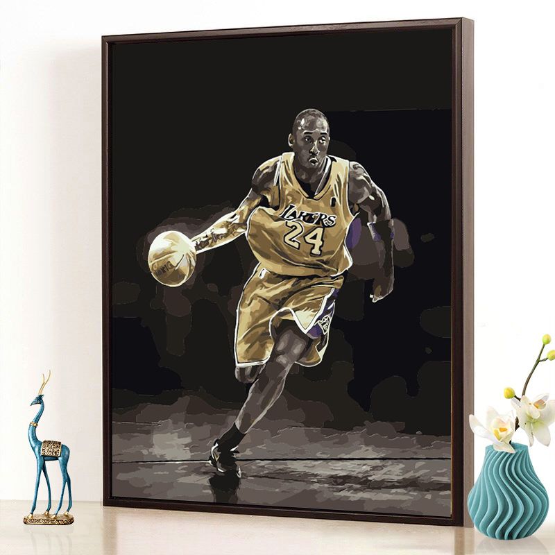 数字油彩画diy油画人物nba球星科比填充画手工数码填色手绘装饰画
