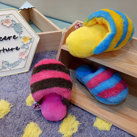 Plush slippers, making sounds, rainbow colorful slippers, dog plush teeth grinding, bite resistant toys, Teddy pet dog toys