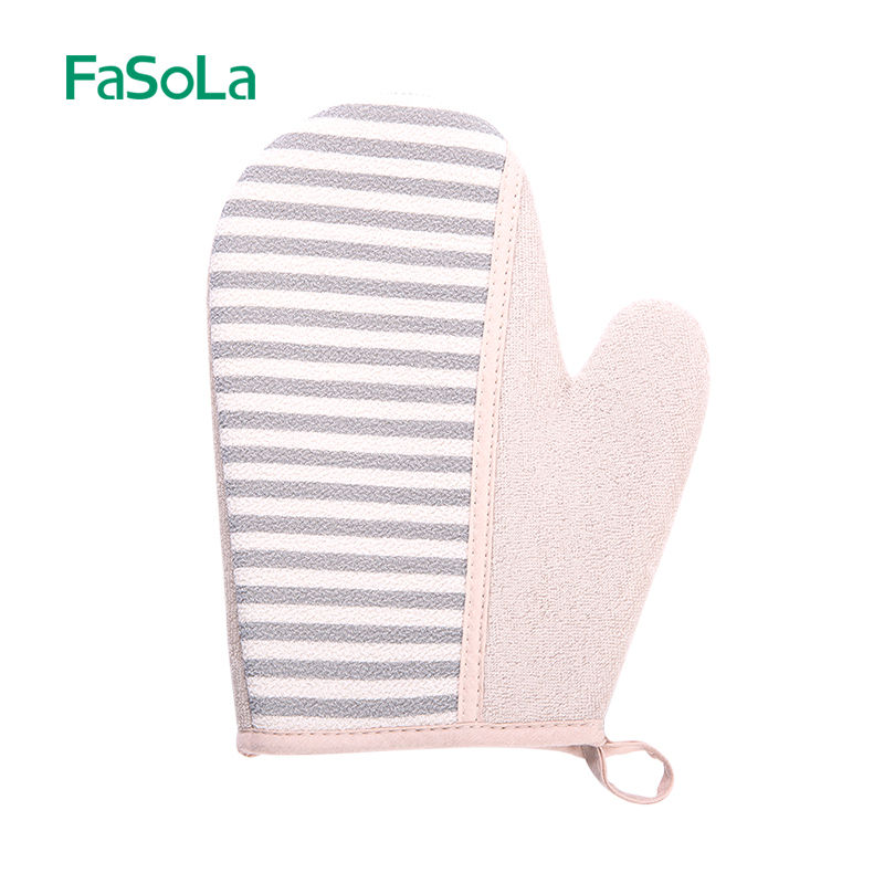 FaSoLa 搓澡巾强力搓泥手套女士双面拉背条洗澡后背家用成人男