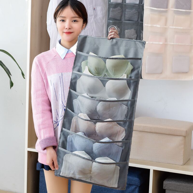 Double sided underwear underwear storage hanging bag fabric WARDROBE BEDROOM artifact dormitory clothes sock bag wall hanging type